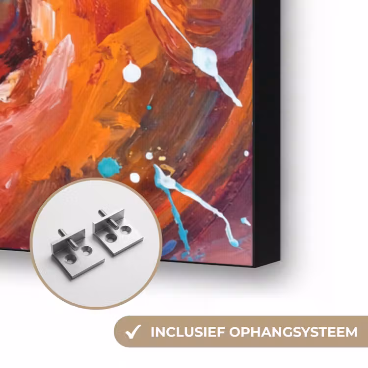 Zeeleven - Kreeft - Spatters - Abstract - Roze Textielframe zwart klein -USP_ophangsysteemNL