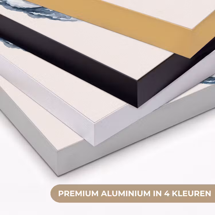 Zeeleven - Oester - Aquarel - Minimalistisch - Blauw Textielframe zwart klein -USP_kleurenNL