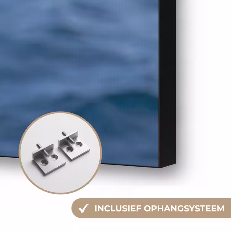 Zeemeeuw - Oceaan - Blauw Textielframe zwart klein -USP_ophangsysteemNL