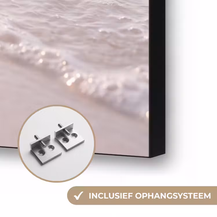Zeeschelp - Strand - Zee - Natuur - Beige Textielframe zwart klein -USP_ophangsysteemNL