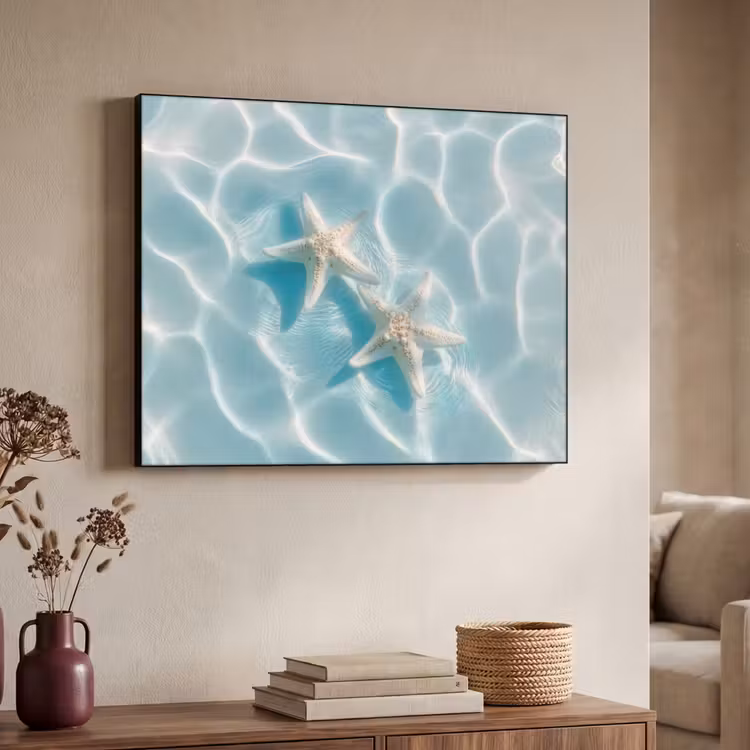 Zeesterren - Golvend water - Rustgevend Textielframe - compleet frame klein -sfeer3