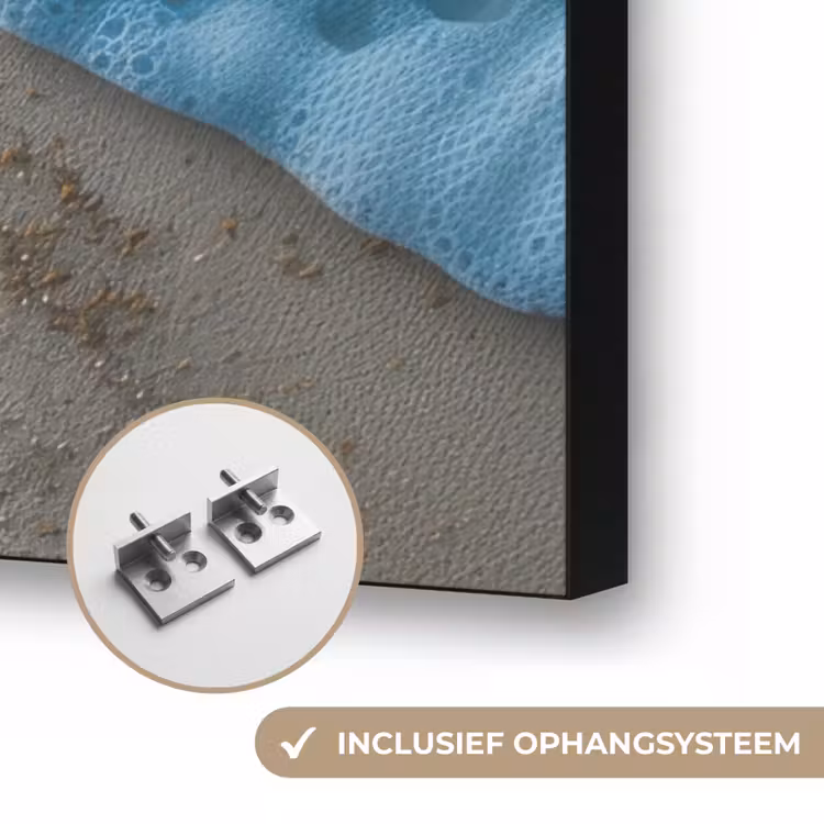Zeesterren - Zand - Zee - Blauw Textielframe zwart klein -USP_ophangsysteemNL