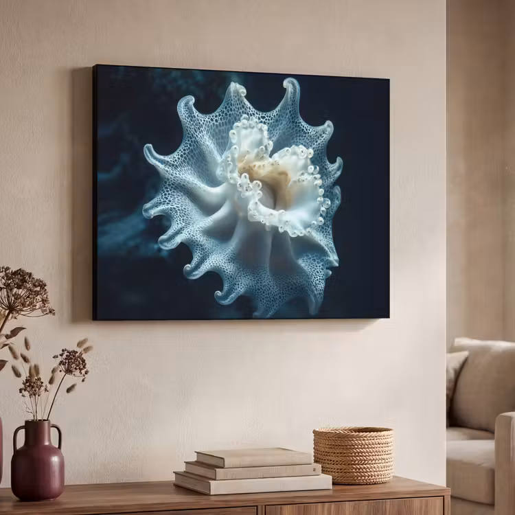 Zeewezen - Wit - Golven - Water Textielframe - compleet frame klein -sfeer3