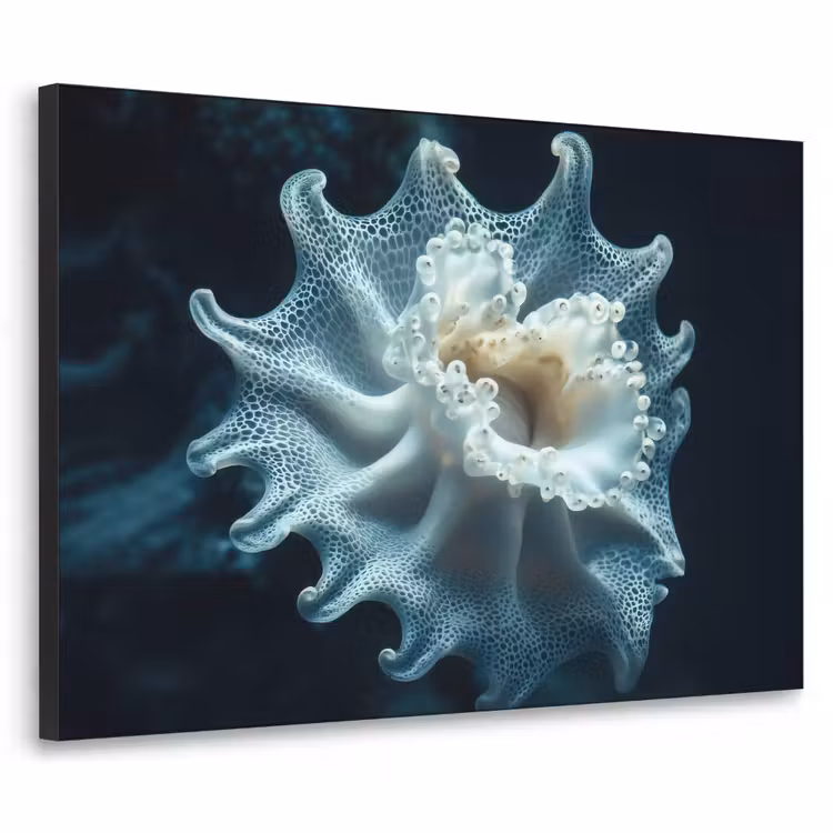 Zeewezen - Wit - Golven - Water Textielframe zwart klein -3d