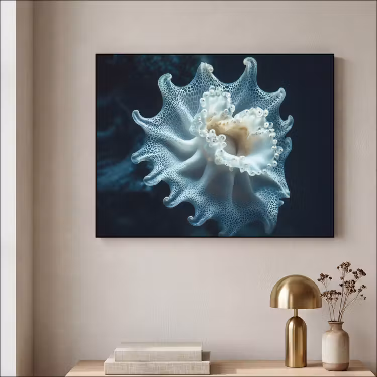 Zeewezen - Wit - Golven - Water Textielframe - compleet frame klein -sfeer2