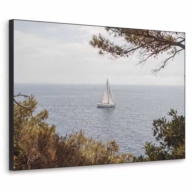 Art frame - Zeilboot - bomen - water - Zeilboot - bomen - water Textielframe zwart klein