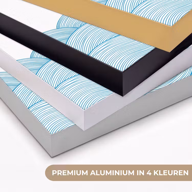 Zeilboot - Golven - Zee - Illustratie - Blauw Textielframe zwart klein -USP_kleurenNL