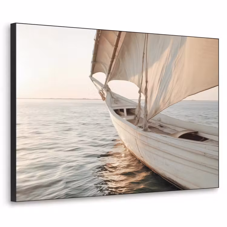 Zeilboot - Zee - Beige - Zon Textielframe - compleet frame klein -3d