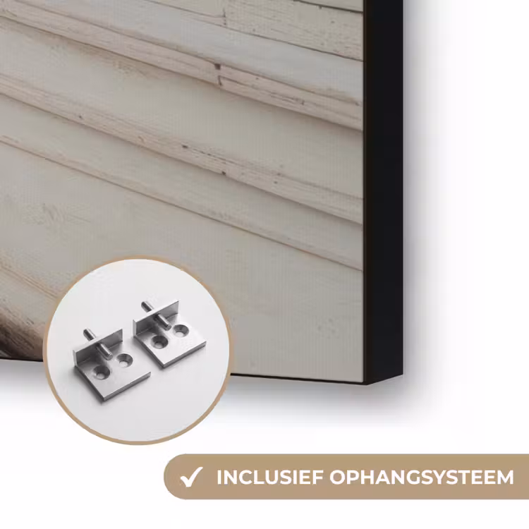 Zeilboot - Zee - Beige - Zon Textielframe zwart klein -USP_ophangsysteemNL