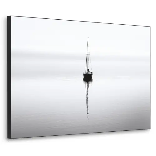 Zeilboot - Zwart - Water - Silhouet Textielframe - compleet frame klein -3d