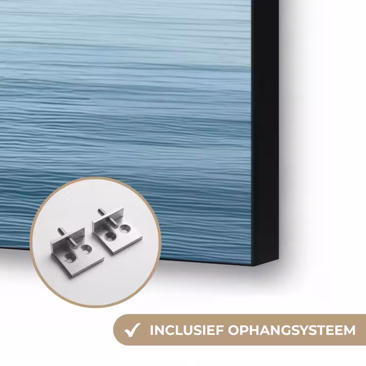 Zeilbootje - Kalme zee - Helderblauwe hemel Textielframe zwart klein -USP_ophangsysteemNL
