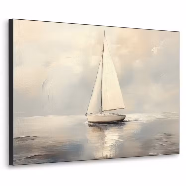 Zeilschip - Zee - Bewolkt Textielframe - compleet frame klein -3d