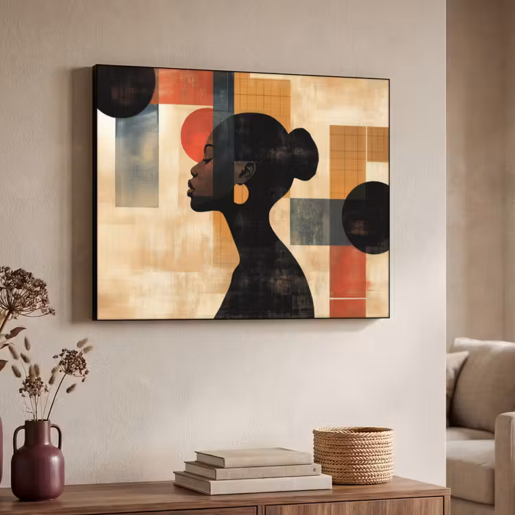 Zijaanzicht - Vrouw - Vormen Textielframe zwart klein -sfeer3