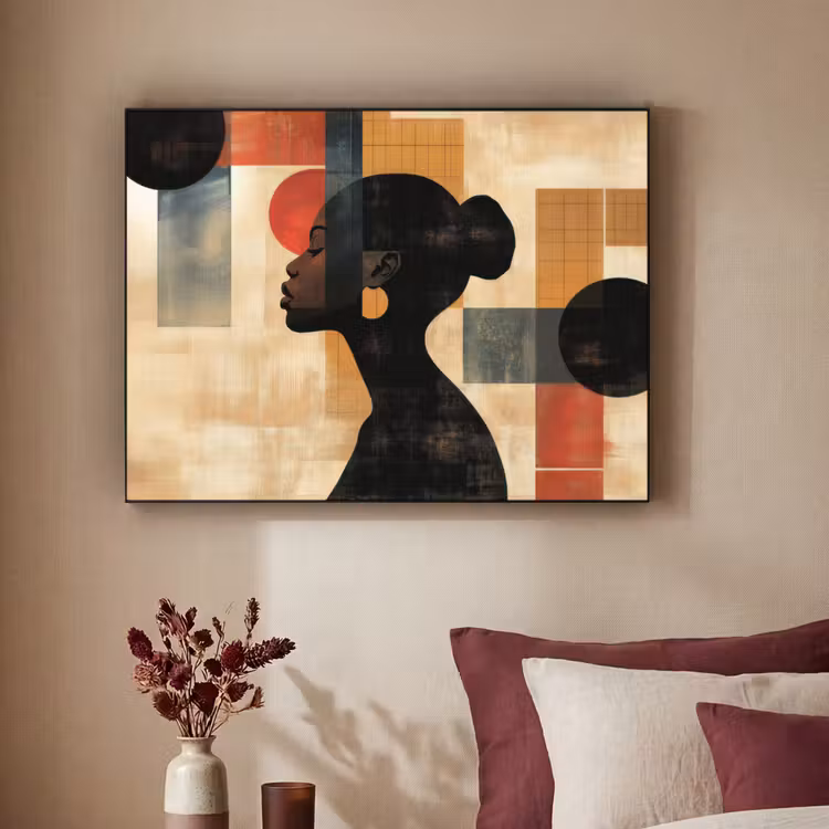 Zijaanzicht - Vrouw - Vormen Textielframe zwart klein -sfeer1