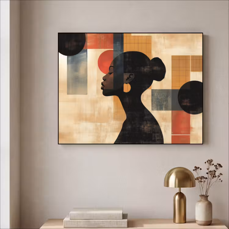 Zijaanzicht - Vrouw - Vormen Textielframe zwart klein -sfeer2