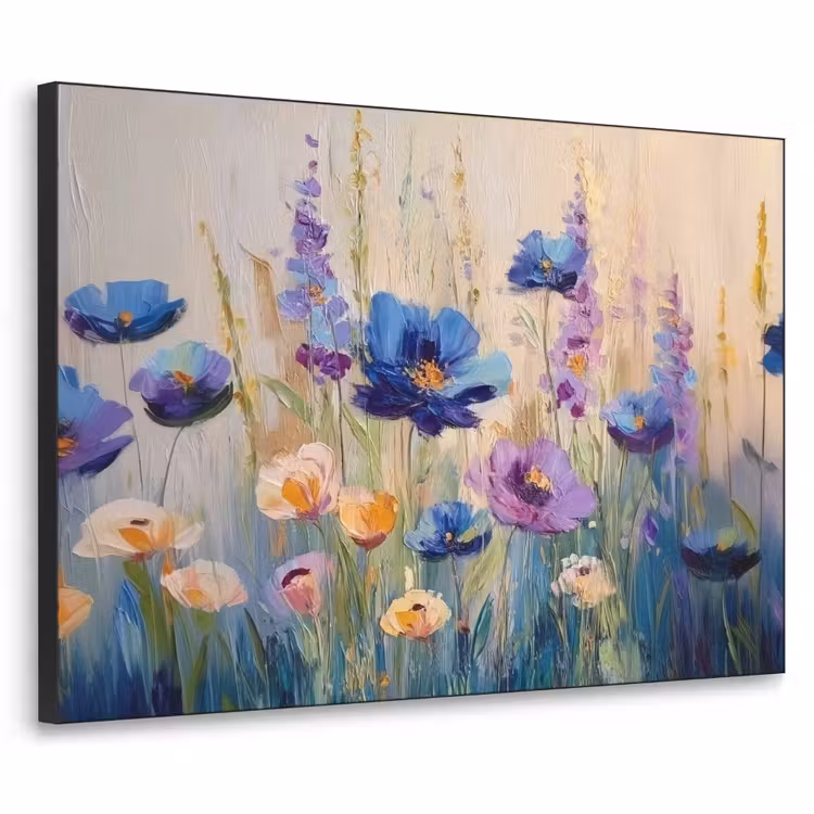 Zomers - Wilde bloemen - Penseelstreken Textielframe - compleet frame klein -3d