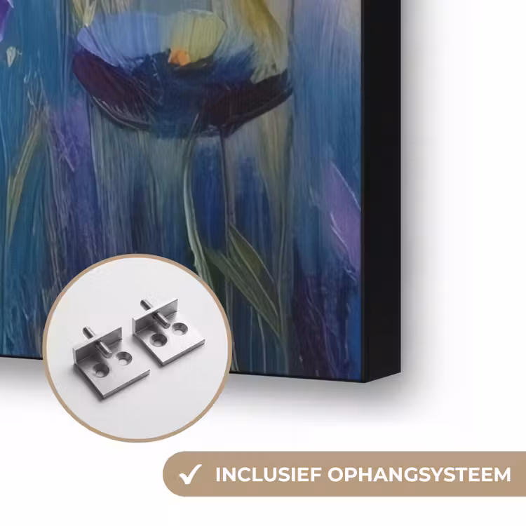 Zomers - Wilde bloemen - Penseelstreken Textielframe zwart klein -USP_ophangsysteemNL