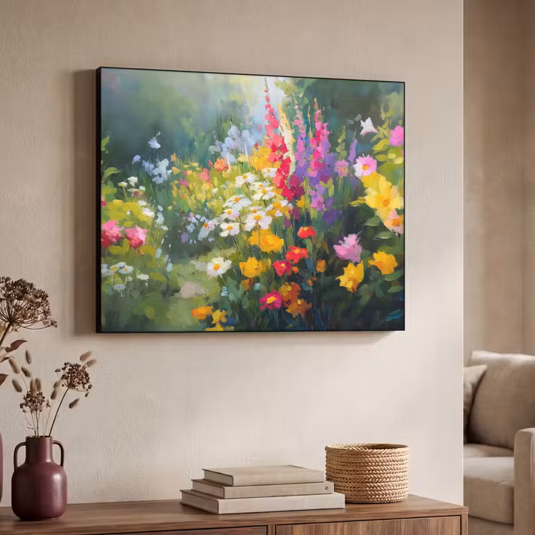 Zomertuin - Sfeervol - Bloemen Textielframe - compleet frame klein -sfeer3