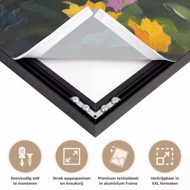 Zomertuin - Sfeervol - Bloemen Textielframe zwart klein -USP_feed_closeupNL