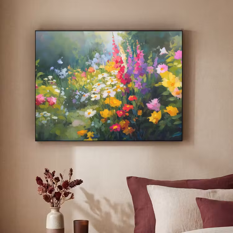Zomertuin - Sfeervol - Bloemen Textielframe zwart klein -sfeer1