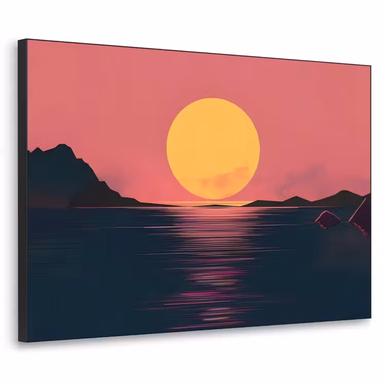 Zon - Geel - Bergen - Water Textielframe - compleet frame klein -3d