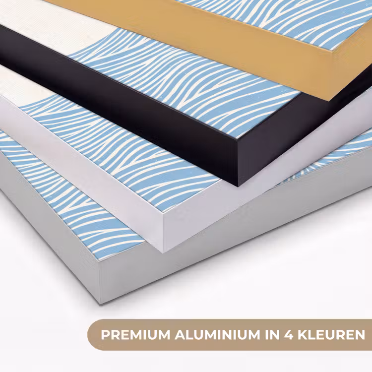 Zon - Golven - Oceaan - Abstract - Rood Textielframe zwart klein -USP_kleurenNL