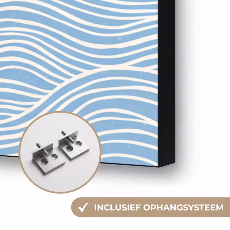 Zon - Golven - Oceaan - Abstract - Rood Textielframe zwart klein -USP_ophangsysteemNL