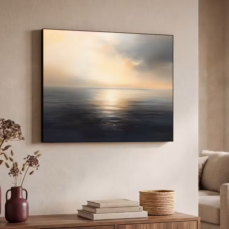 Zon - Horizon - Zee Textielframe zwart klein -sfeer3