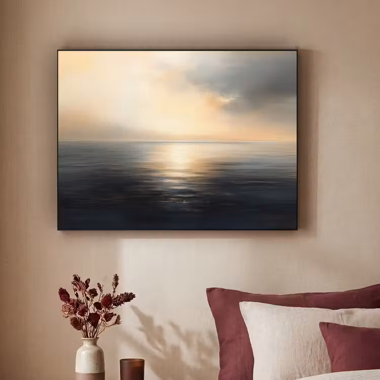 Zon - Horizon - Zee Textielframe zwart klein -sfeer1