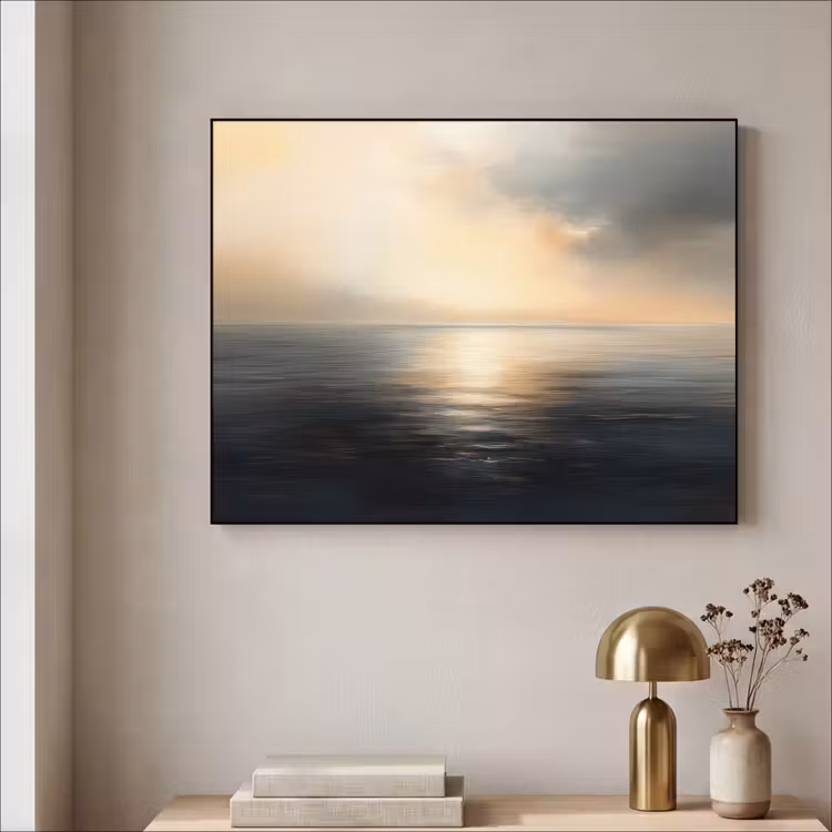Zon - Horizon - Zee Textielframe zwart klein -sfeer2