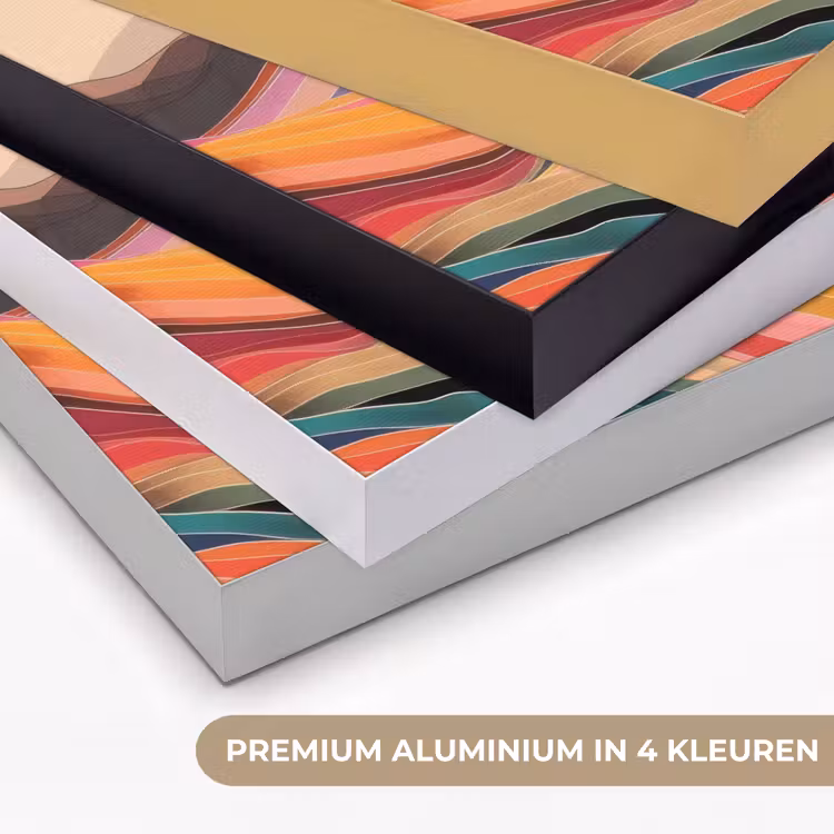 Zon - Kleurrijk landschap - Bergen Textielframe zwart klein -USP_kleurenNL
