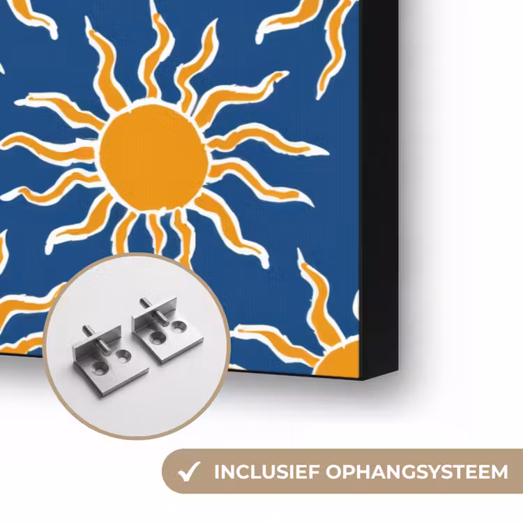 Zon - Patroon - Blauw Textielframe zwart klein 947 -USP_ophangsysteemNL