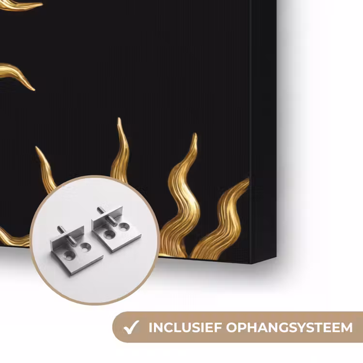 Zon - Patroon - Luxe - Goud - Zwart Textielframe zwart klein 947 -USP_ophangsysteemNL