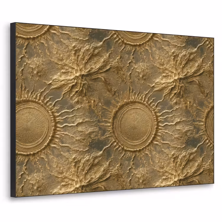 Zon - Reliëf - Antiek - Goud Textielframe zwart klein 947 -3d