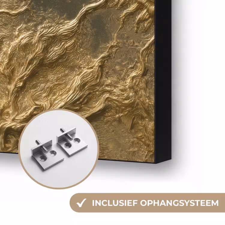 Zon - Reliëf - Antiek - Goud Textielframe zwart klein 947 -USP_ophangsysteemNL