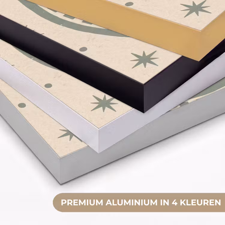 Zon - Sterren - Astrologie - Vintage - Groen Textielframe zwart klein -USP_kleurenNL