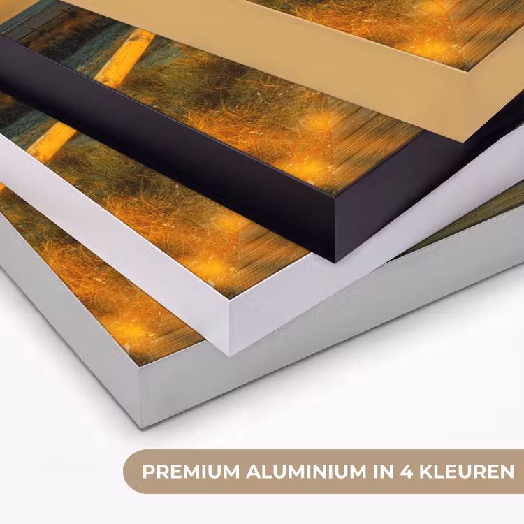 Zon - Strand - Duin - Horizon - Gras - Pad - Oranje Textielframe zwart klein -USP_kleurenNL