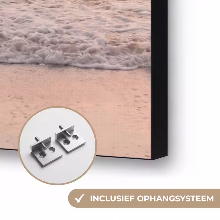 Zon - Strand - Roze Textielframe zwart klein -USP_ophangsysteemNL