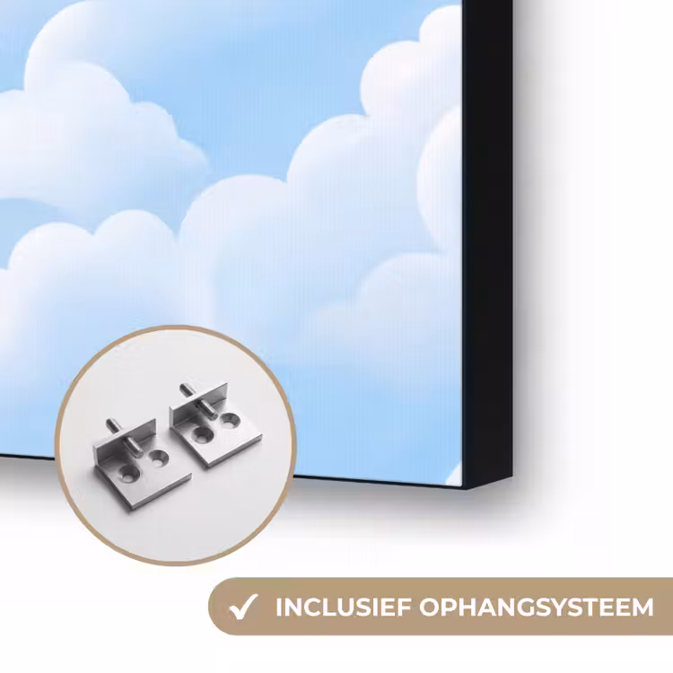 Zon - Vogels - Lucht - Natuur - Geel Textielframe zwart klein -USP_ophangsysteemNL