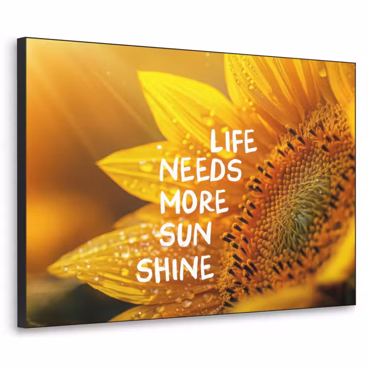 Zonnebloem - Close up - Geel - Quote Textielframe - compleet frame klein -3d