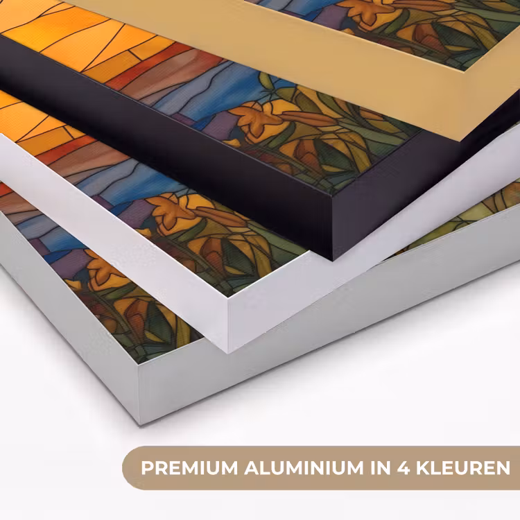 Zonnebloem - Mozaïek - Zonsondergang - Geel Textielframe zwart klein -USP_kleurenNL