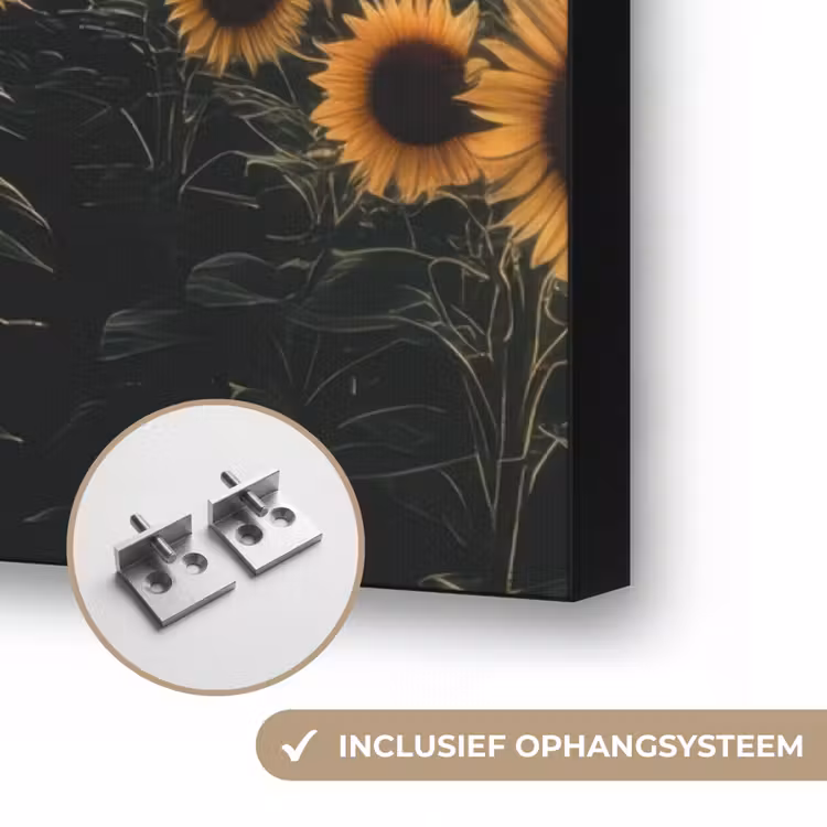 Zonnebloem - Veld - Windmolen Textielframe zwart klein -USP_ophangsysteemNL