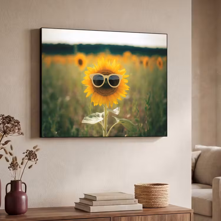 Zonnebloem - Veld - Zonnebril Textielframe - compleet frame klein -sfeer3