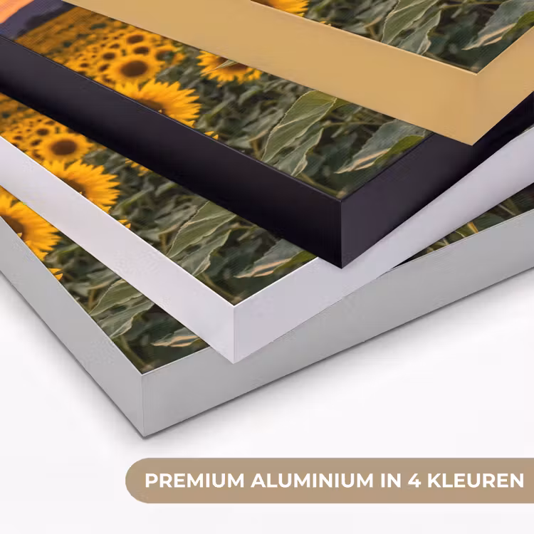 Zonnebloemen - Heuvellandschap - Geel Textielframe zwart klein -USP_kleurenNL