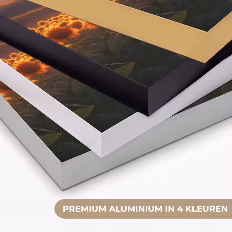 Zonnebloemen - Zonsondergang - Landschap Textielframe zwart klein -USP_kleurenNL