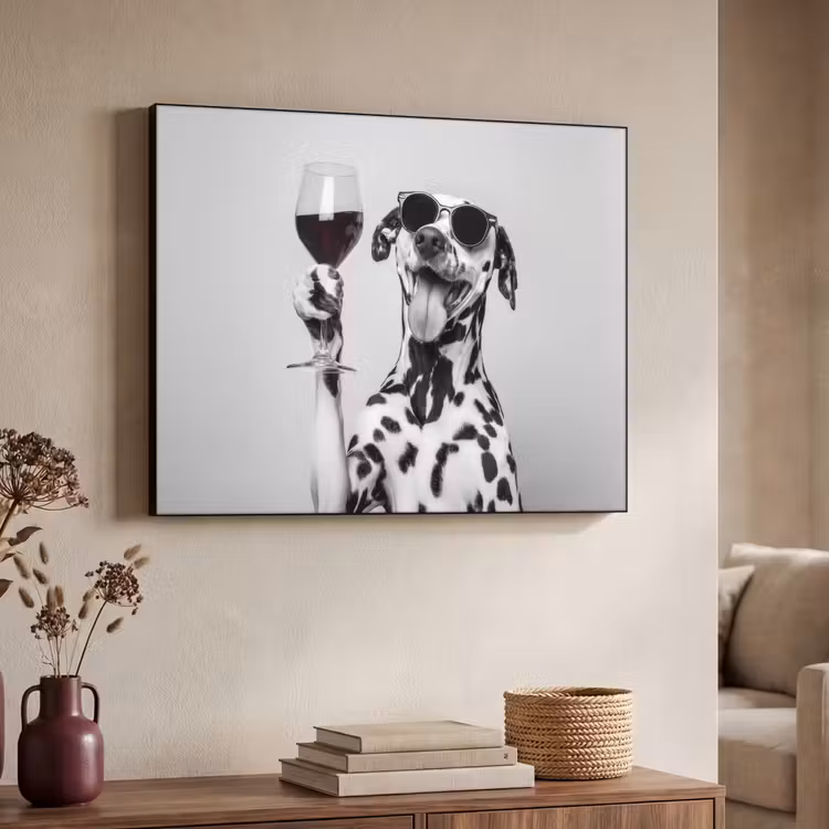 Zonnebril - Dalmatiër - Wijnglas - Tong Textielframe zwart klein -sfeer3