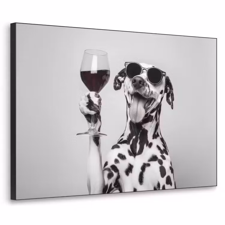 Zonnebril - Dalmatiër - Wijnglas - Tong Textielframe zwart klein -3d