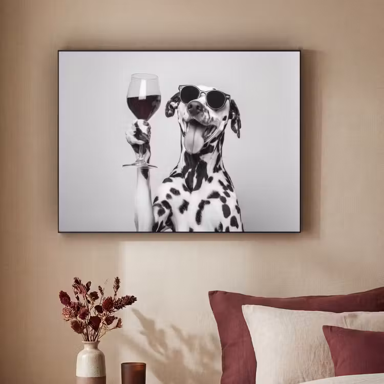 Zonnebril - Dalmatiër - Wijnglas - Tong Textielframe zwart klein -sfeer1