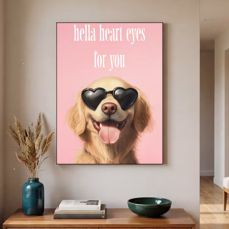 Zonnebril - Hartjes - Hond - Valentijn Textielframe zwart klein -sfeer1
