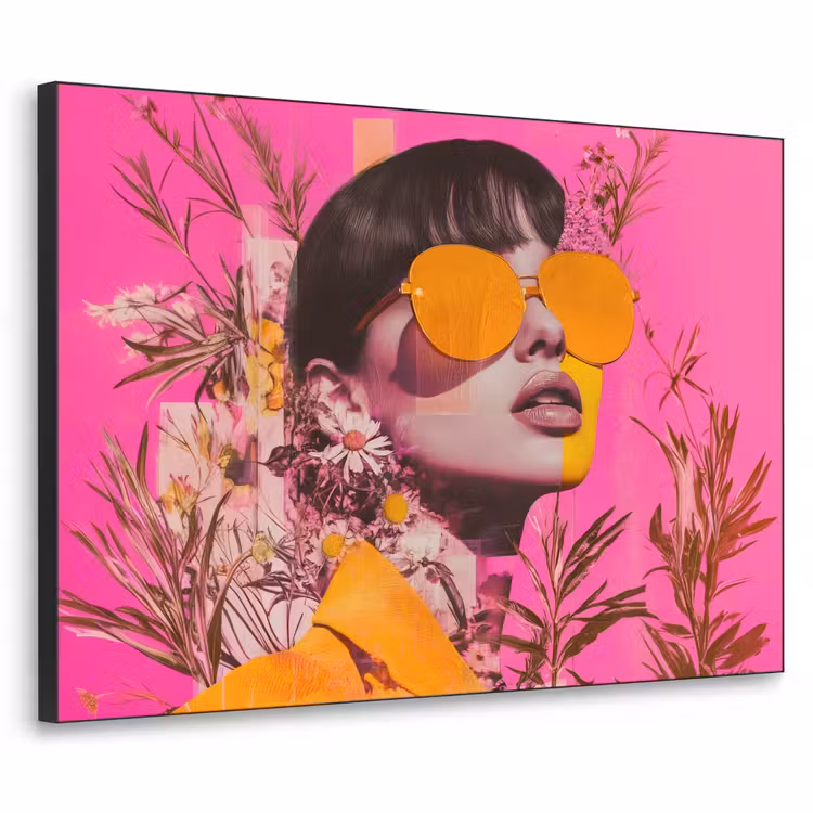 Zonnebril - Oranje - Vrouw - Planten Textielframe - compleet frame klein -3d